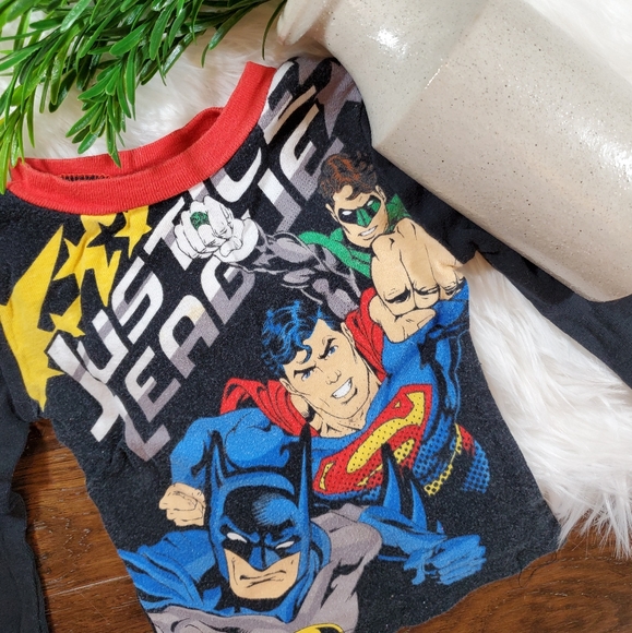 🌿5/$25 Justice League Red/Blue Pajama Top | sz 2T - Picture 2 of 7